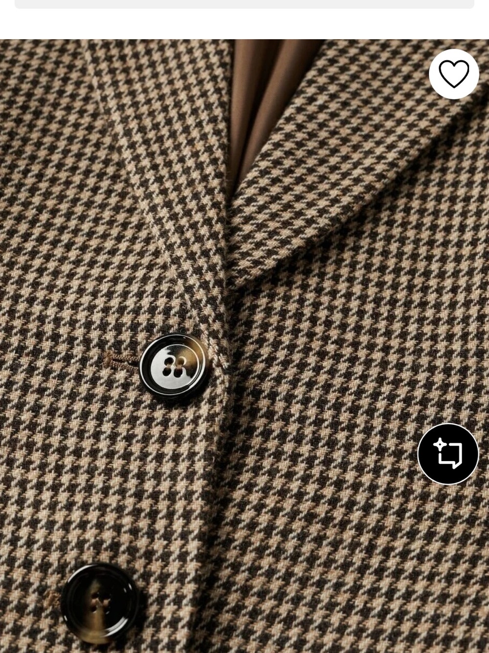 Mango Brown and beige houndstooth blazer with synch waist - Picture 2 of 4